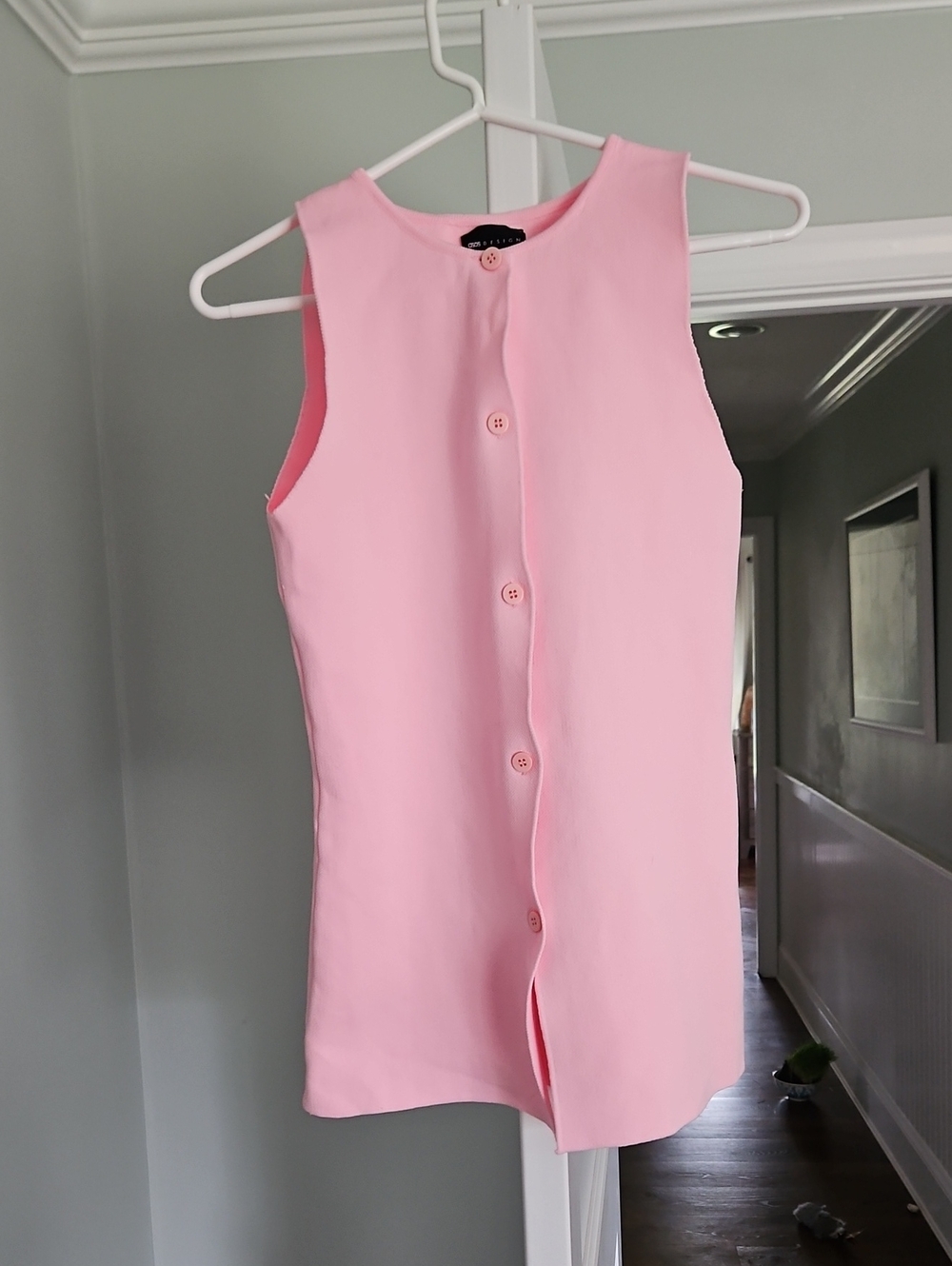 ASOS Pastel Pink Tailored Button Front Vest Top Sleeveless EUC Size S